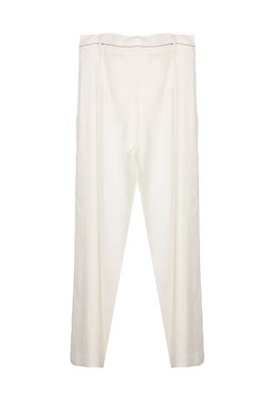 White linen-blend trousers ELISABETTA FRANCHI KIDS | EFPA32102LI0090004